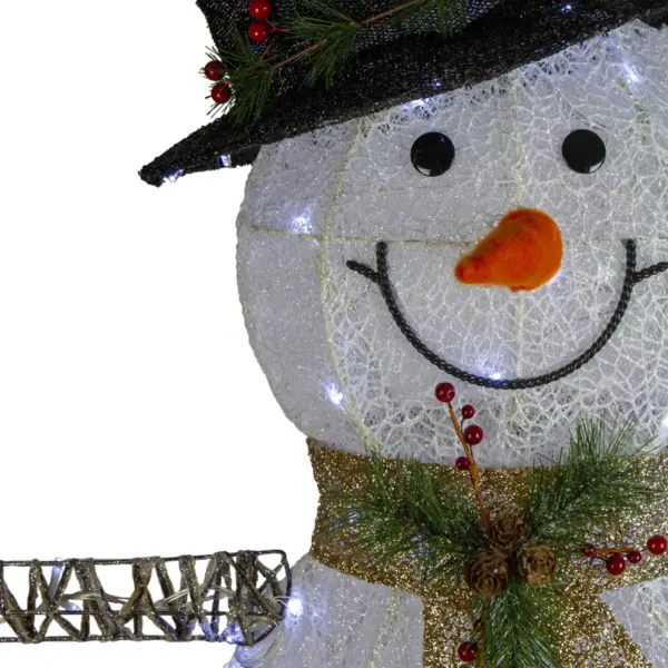 Northlight 72" White and Black LED Lighted Snowman with Top Hat Christmas Outdoor Decoration