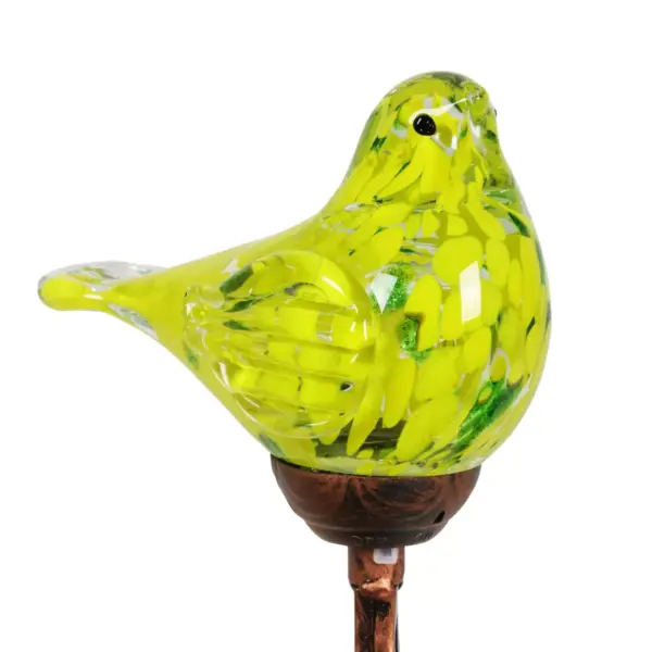 31" Solar Resin/Glass Bird Finial Garden Stake Yellow - Exhart