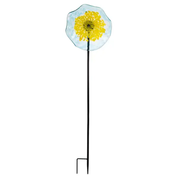 Evergreen Flag  Beautiful Blue Art Glass Flower Garden Stake - 10 x 10 x 40 Inches Homegoods and Decorations for Every Space