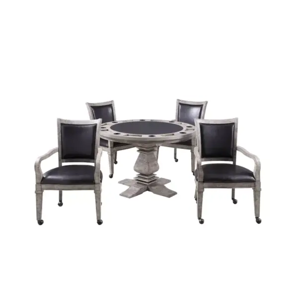 Hathaway Montecito Dining and Poker Table Set with Four Chairs - Driftwood