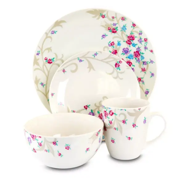 Gibson Home 16pc Ceramic Floral Splash Dinnerware Set