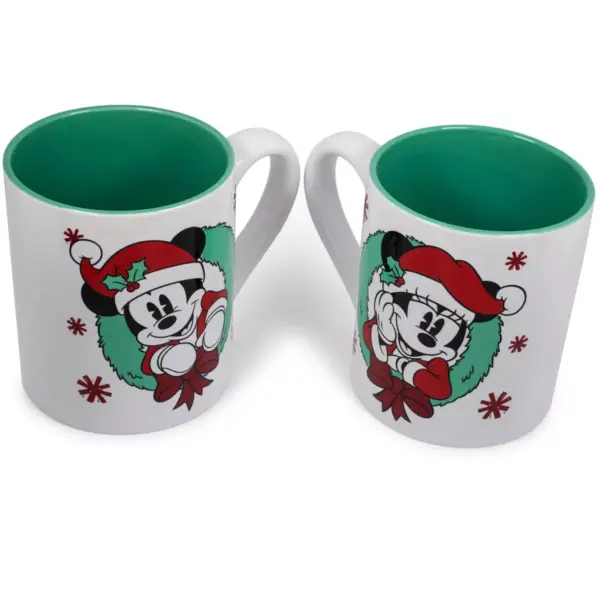 Silver Buffalo Mickey and Minnie Mouse Holiday Mugs, Set of 2 | Each Holds 14 Ounces