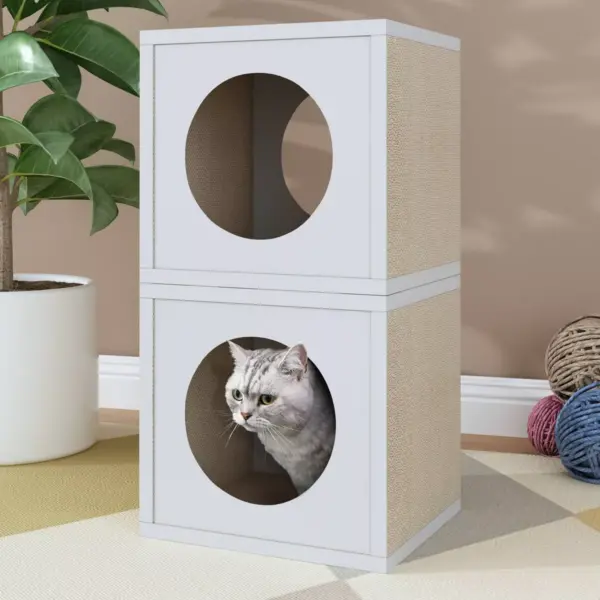 Way Basics Eco Cube Cat Scratcher - S/M - White