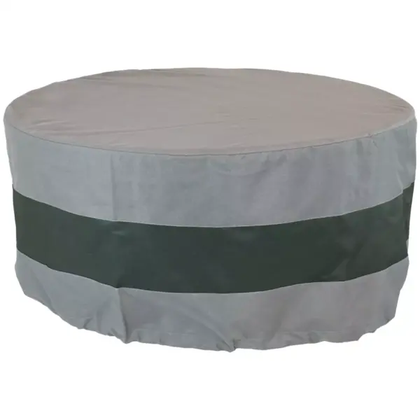 Sunnydaze Outdoor Heavy-Duty Weather-Resistant 300D Polyester Round 2-Tone Fire Pit Cover - 40" x 18" - Gray and Green