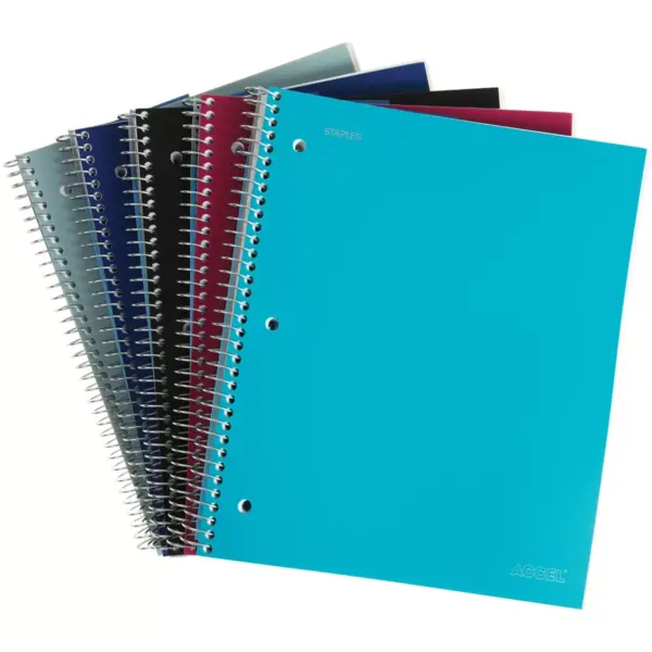 Staples 3-Subject Notebook 8.5" x 11" College Ruled 150 Sheets Asst Colors TR15758M