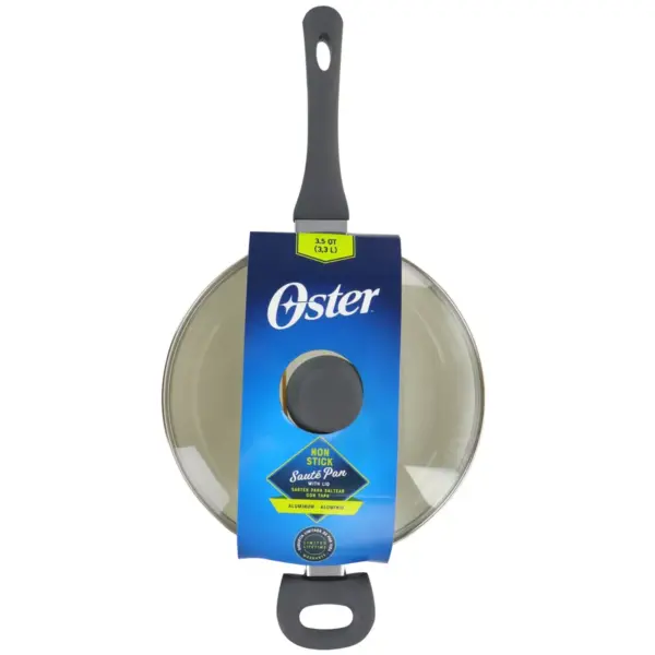 Oster 3.5 Quart Nonstick Aluminum Saute Pan with Lid in Gray