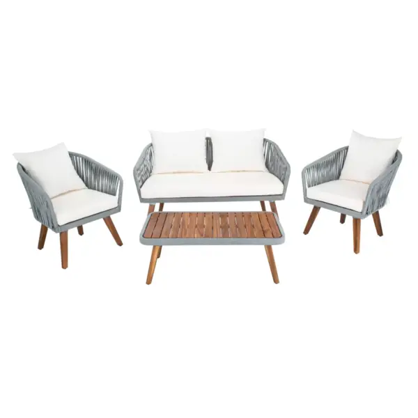 Ransin 4pc Living Set - Gray/Beige/Natural - Safavieh