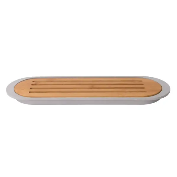 BergHOFF Leo 14.5" Bamboo Baguette Cutting Board with Tray, Mint, Gray