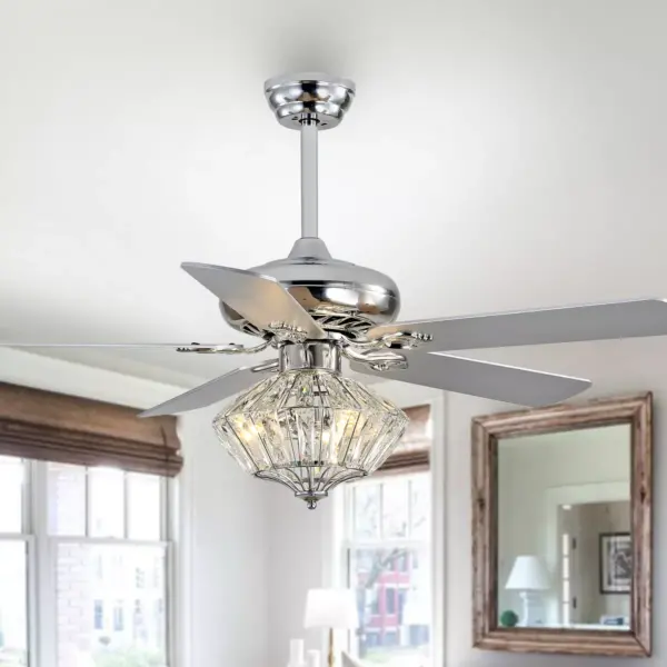 Landi Ceiling Light Fan - Chrome - Safavieh