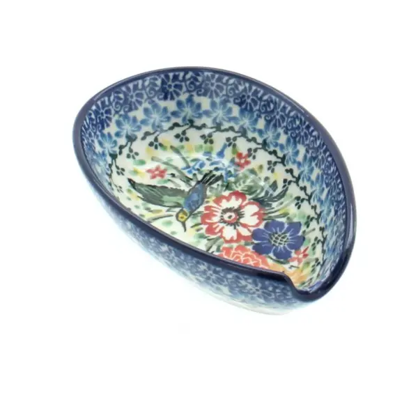 Blue Rose Polish Pottery Hummingbird Small Spoon Rest