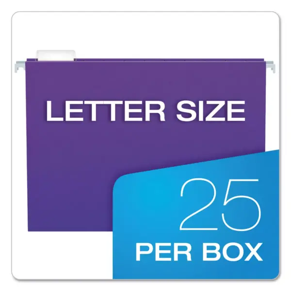 Pendaflex Essentials Colored Hanging Folders 1/5 Tab Letter Violet 25/Box 81611