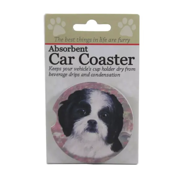 Car Coaster 2.5" Shih Tzu Black & White Coaster Absorbant E & S Pet  -  Coasters