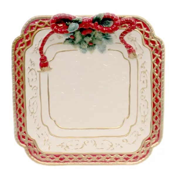 Tabletop 11.25" Poinsettia Dessert Plate Christmas Dinner Cosmos Gifts Corp.  -  Serving Platters