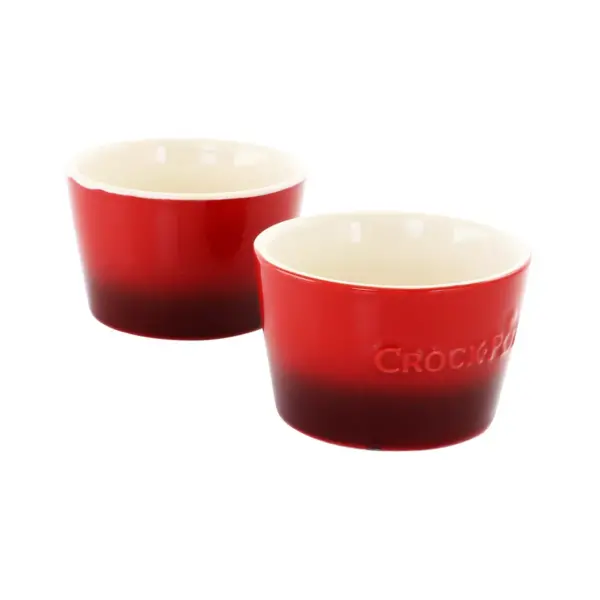 Crock-Pot 2 Piece Artisan 8 Ounce Stoneware Ramekin Set in Red