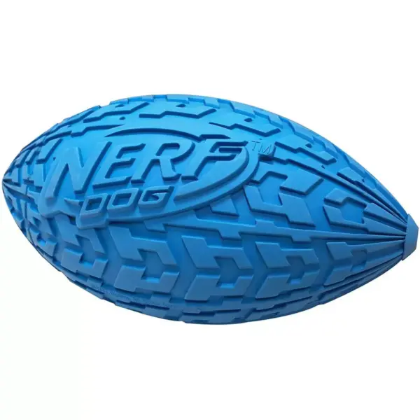 NERF Tire Squeak Football Dog Toy - Blue - 6"