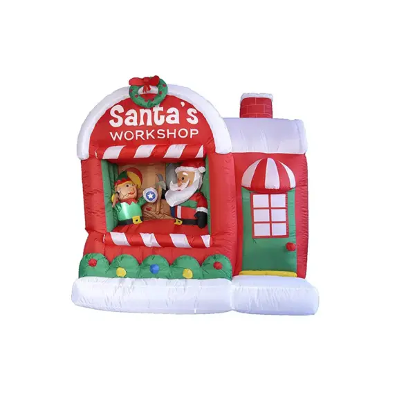 LB International 60" Inflatable Lighted Santa Claus Workshop Christmas Outdoor Decor