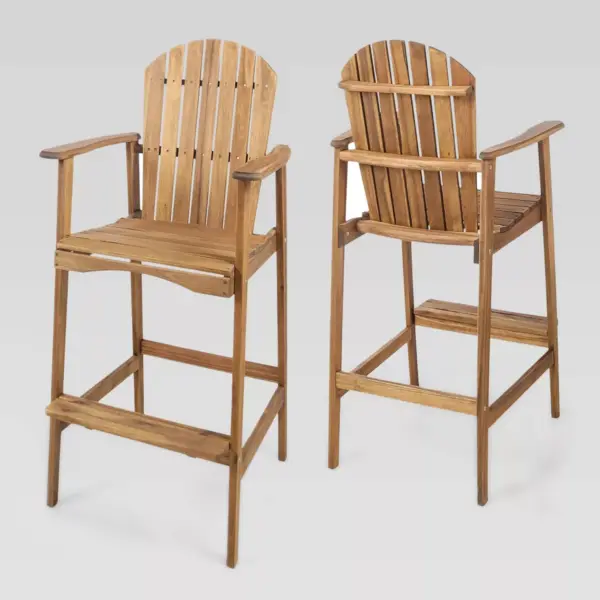 Malibu 2pk Acacia Wood Adirondack Barstools - Natural - Christopher Knight Home