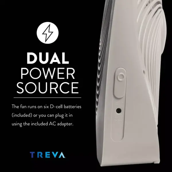 Treva 10" Battery Powered Portable Fin Fan with Adapter