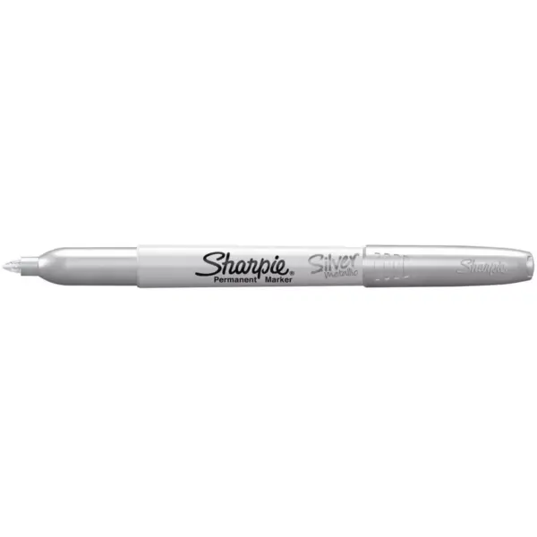 Sharpie Metallic Permanent Markers, Fine Tip, Silver, pk of 12