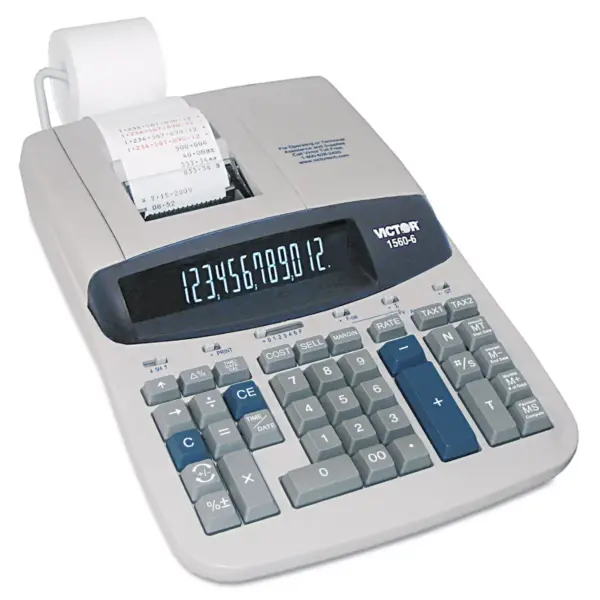 Victor 1560-6 Two-Color Ribbon Printing Calculator Black/Red Print 5.2 Lines/Sec 15606