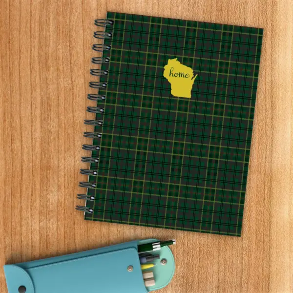 Journal 7.25" x 9.25" Green Plaid - Wisconsin