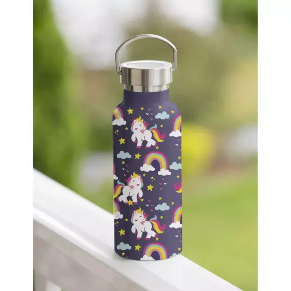 Evergreen Cypress Home Children Double Wall Stainless Steel Bottle, 11 OZ, Unicorns and Rainbows