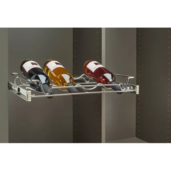 Rev-A-Shelf Sidelines 5WBR-30CR-1 30 Inch Single Chrome Wire Pullout 7 Wine Bottle Rack Display Organizer for 14 Inch Deep Kitchen Pantry