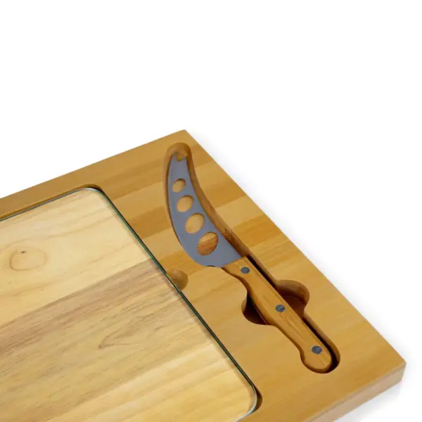 Rubberwood and Bamboo Iron Cheese Cutting Board - Picnic Time