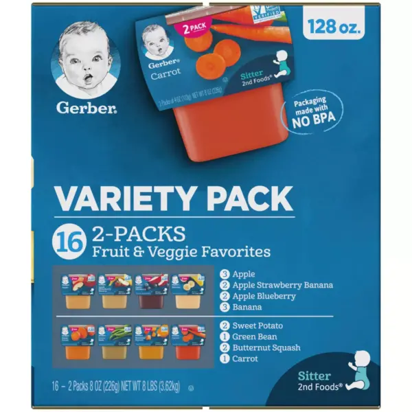 Gerber Sitter 2nd Foods 16pk Fruit & Veggie Baby Food Variety Pack - 128oz