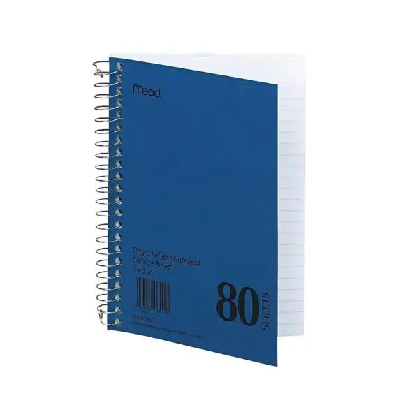 Mead 1-Subject Notebook 5" x 7" College Ruled 80 Sheets Blue (06542) 887571