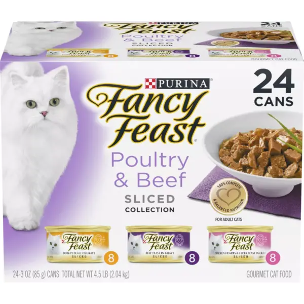 Purina Fancy Feast Sliced Poultry & Beef Collection Gourmet Wet Cat Food - 3oz/24ct Variety Pack