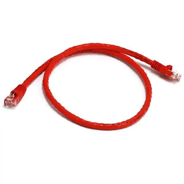 Monoprice Cat6 Ethernet Patch Cable - 2 Feet - Red | Network Internet Cord - RJ45, Stranded, 550Mhz, UTP, Pure Bare Copper Wire, 24AWG