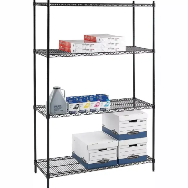 Lorell Starter Shelving Unit 4 Shelves/4 Posts 36"x24"x72" BK 69145