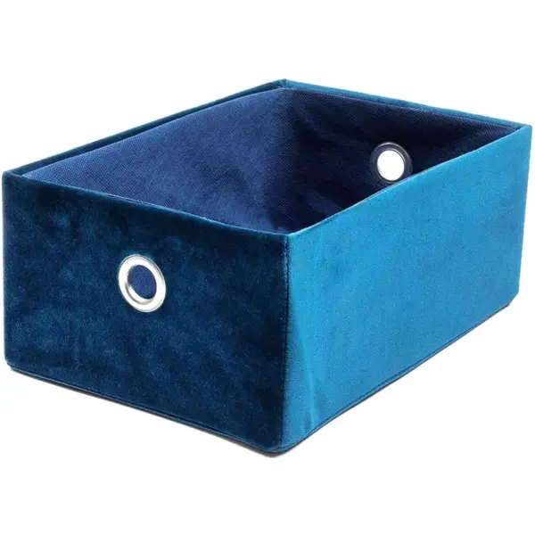 3-Pack Velvet Storage Shelf Basket Bin Box Organizer Rectangle Set, Royal Blue 3 Sizes