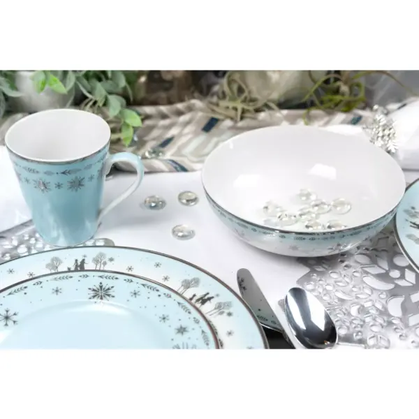 Robe Factory LLC Disney Frozen 2 Anna & Elsa Ceramic Dining Set Collection | 16-Piece Dinner Set