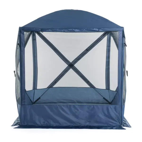 SlumberTrek 3036042LOW-VMI Flexion Lightweight Outdoor 4 Sided Pop Up Gazebo Canopy Shelter with Mesh Screen Netting and Carrying Bag, Navy Blue