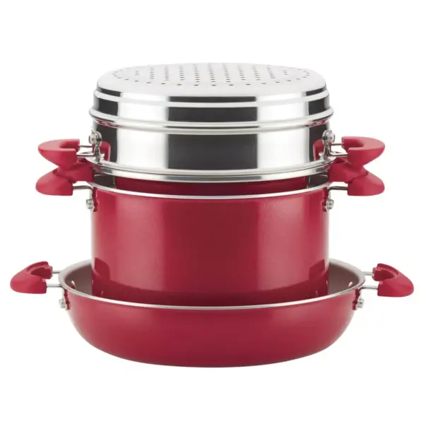 Rachael Ray Create Delicious 8pc Aluminum Nonstick Cookware Stacking Set Red