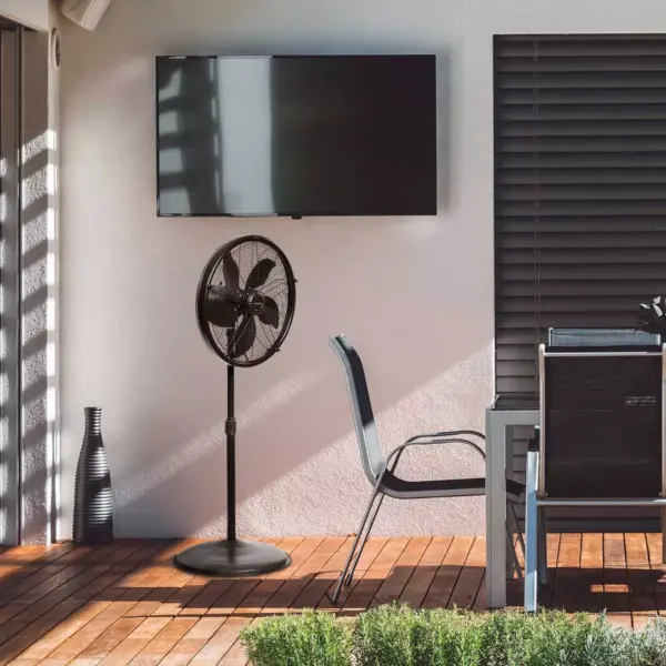 NewAir Outdoor Misting Fan and Pedestal Fan Combination, 600 sq. ft. With 3 Fan Speeds and Sturdy All Metal Design, Connects Directly to Your Hose