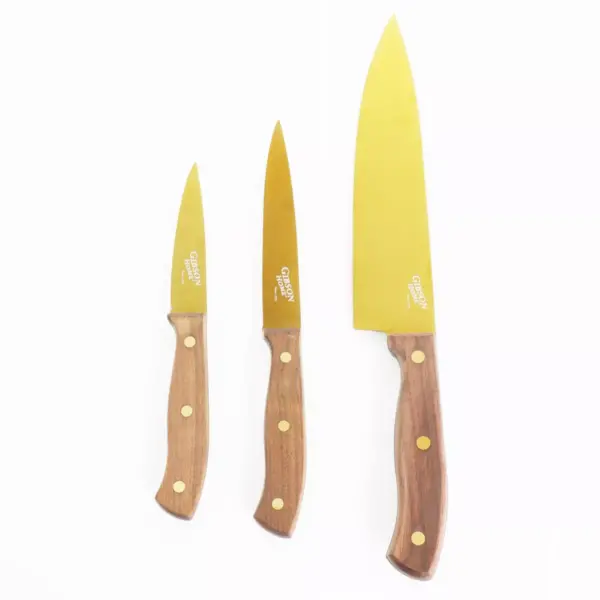 Gibson Home Alaniz 3 Piece Titanium-Plated Cutlery Set in Gold