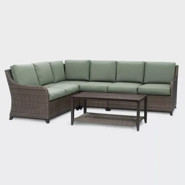 Mitchell 5pc Sectional Set with Sunbrella - Sage - Leisure Made