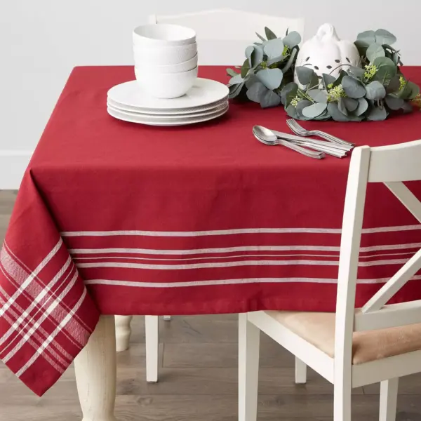 60"x102" Redwood Harvest Market Tablecloth Red - Design Imports