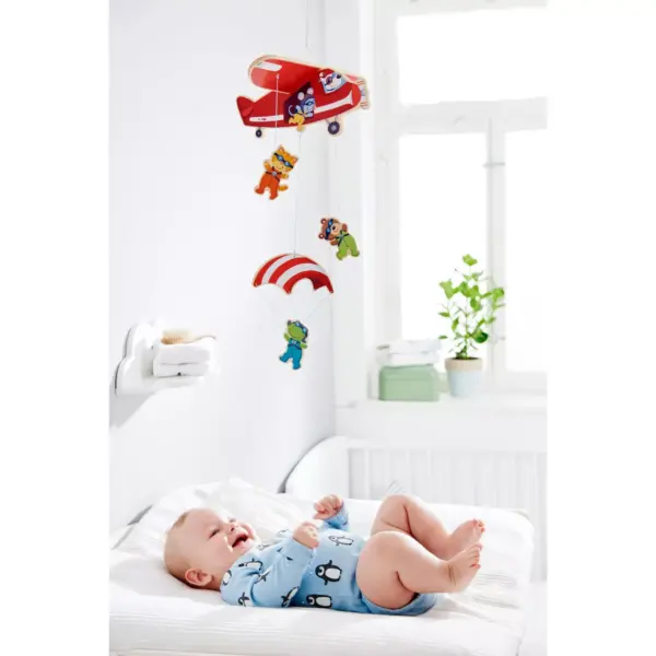 HABA Wooden Baby Nursery Mobile Parachuters