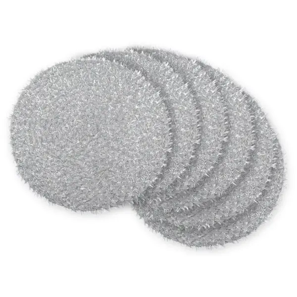 Set of 6 Silver Tinsel Woven Round Placemat - Design Imports