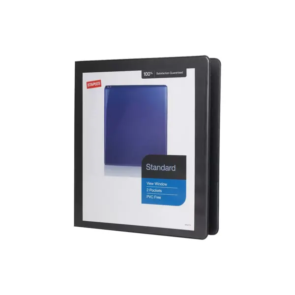 Staples Standard 1" 3-Ring View Binders Black 12/Carton (26431CT) 55395CT/26431CT