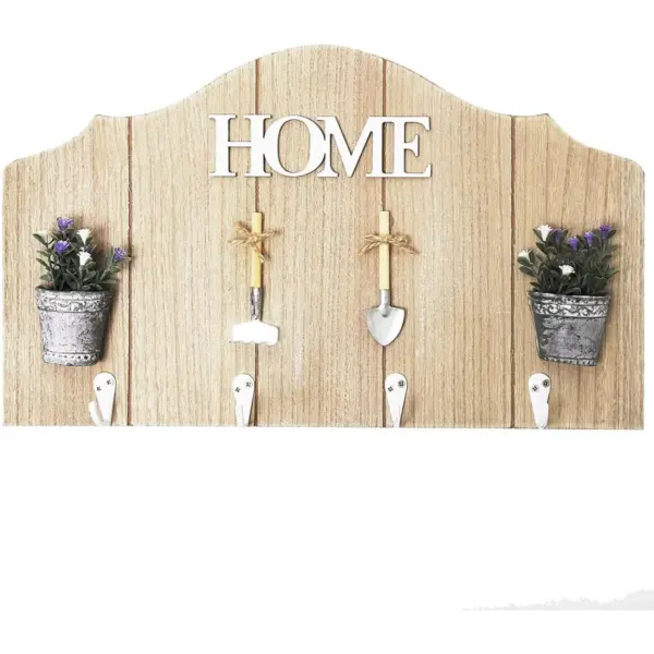 Juvale Rustic White Wooden Wall Mounted Coat Rack with 4 Hooks for Home Decor (15.5 x 9 In)