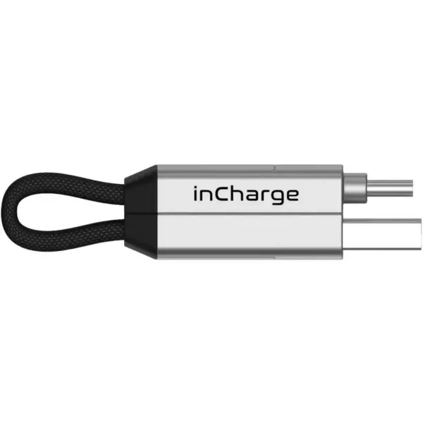 inCharge 6 - The Six-in-One Swiss Army Knife of Cables, Portable Keyring USB/USB-C/Micro USB/Lightning Cable for All of Your Devices (Moon White)