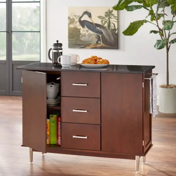 Vaughn Mid-Century Modern Kitchen Island Walnut - Buylateral