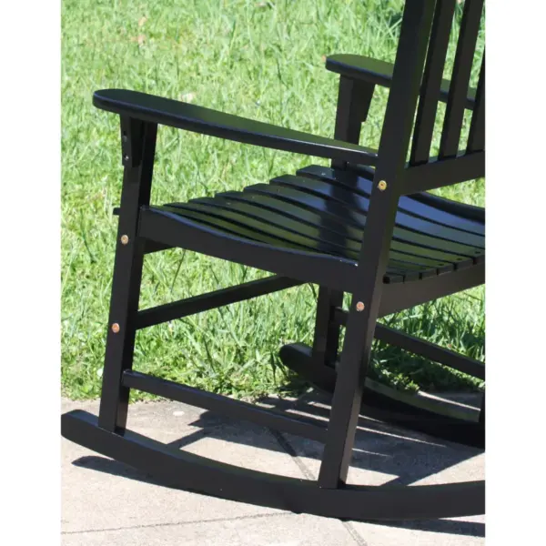 Northbeam OUtdoor Lawn Garden Solid Acacia Hardwood Slatted Back Adirondack Rocking Chair, Deck, Porch, & Patio Seating with 250 Pound Capacity, Black