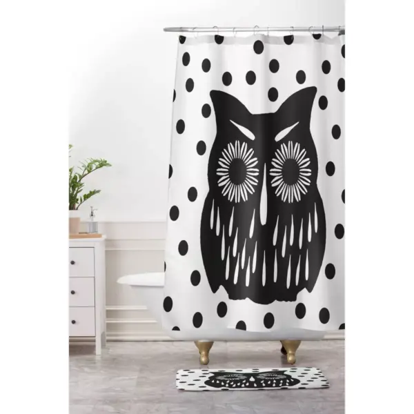 Garima Dhawan Vintage Black Owl Shower Curtain Black - Deny Designs