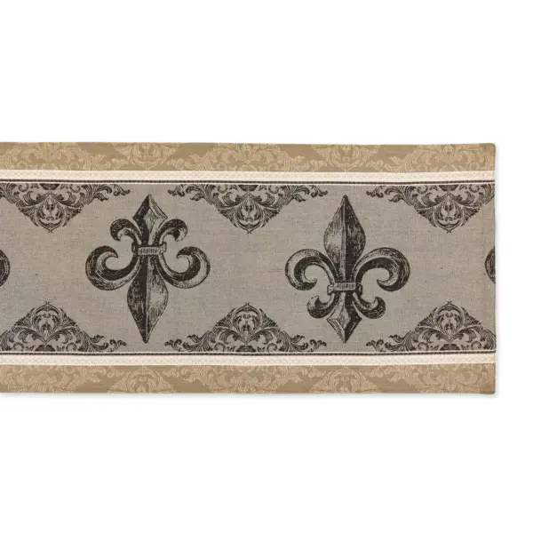 Black Fleur De Lis Stripe Jacquard Table Runner - Design Imports